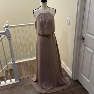 Sorella Vita Chiffon Halter Spaghetti Strap In Vintage Rose